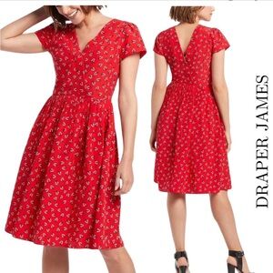 Draper James Red Floral Midi Dress, Size 4
